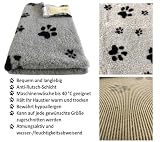 elropet Hundematte vetbed für kleine Hunde & große Hunde/Premium 22mm hohe Qualitätsstufe/Hundedecke S/M/L (Hellgrau + Schwarze Pfote, S 80cm X 50cm)