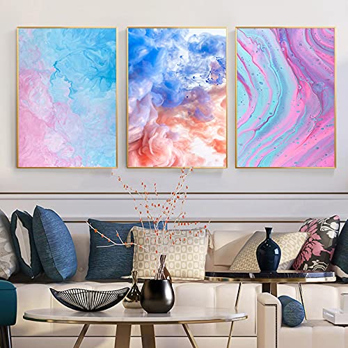 Affiche scandinave or moderne 70x100cm lot de 3 toiles violet rose sans cadre