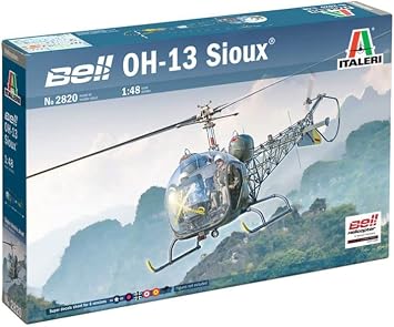 Italeri 2820S - 148 OH-13 Scout Helicopter Korea War, Model Building, Kit, Stand Model Building, Crafts, Hobby, Gluing, Plastic Kit, Detailed Multi-Coloured