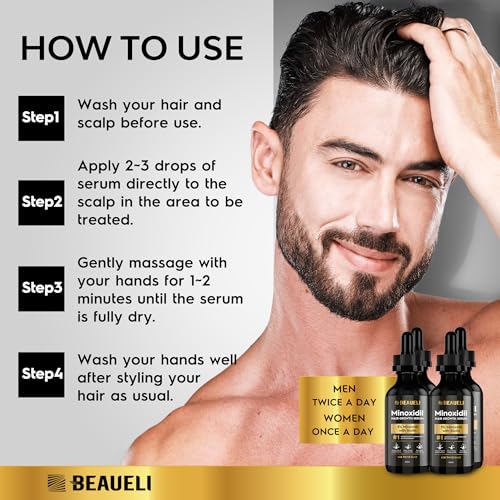 Image of 5% Minoxidil Hair Growth Serum for Men & Women, Beard Growth Oil 2oz 4pcs