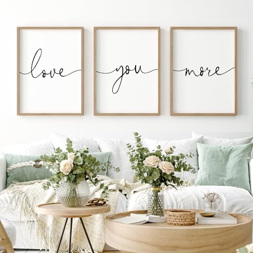 Heiple Love You More Sign Set of 3 Framed Above Bed Wall Decor Farmhouse Bedroom Decor Wood Art Rustic Master Bedroom Essentials Home Decoration (Brown, 11”x14”) - Image 3