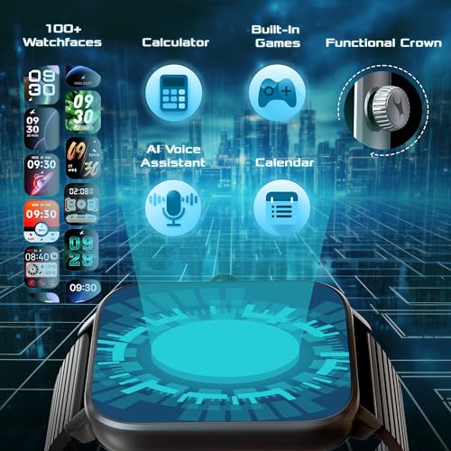 Image of Fastrack Phantom Smart Watch|1.85 inch UltraVU Display| Functional Crown| SingleSync BT Calling|100+ Sports Modes|100+ Watchfaces|AI Voice Assistant|in-Built Games| Aluminium Case with Mesh Strap