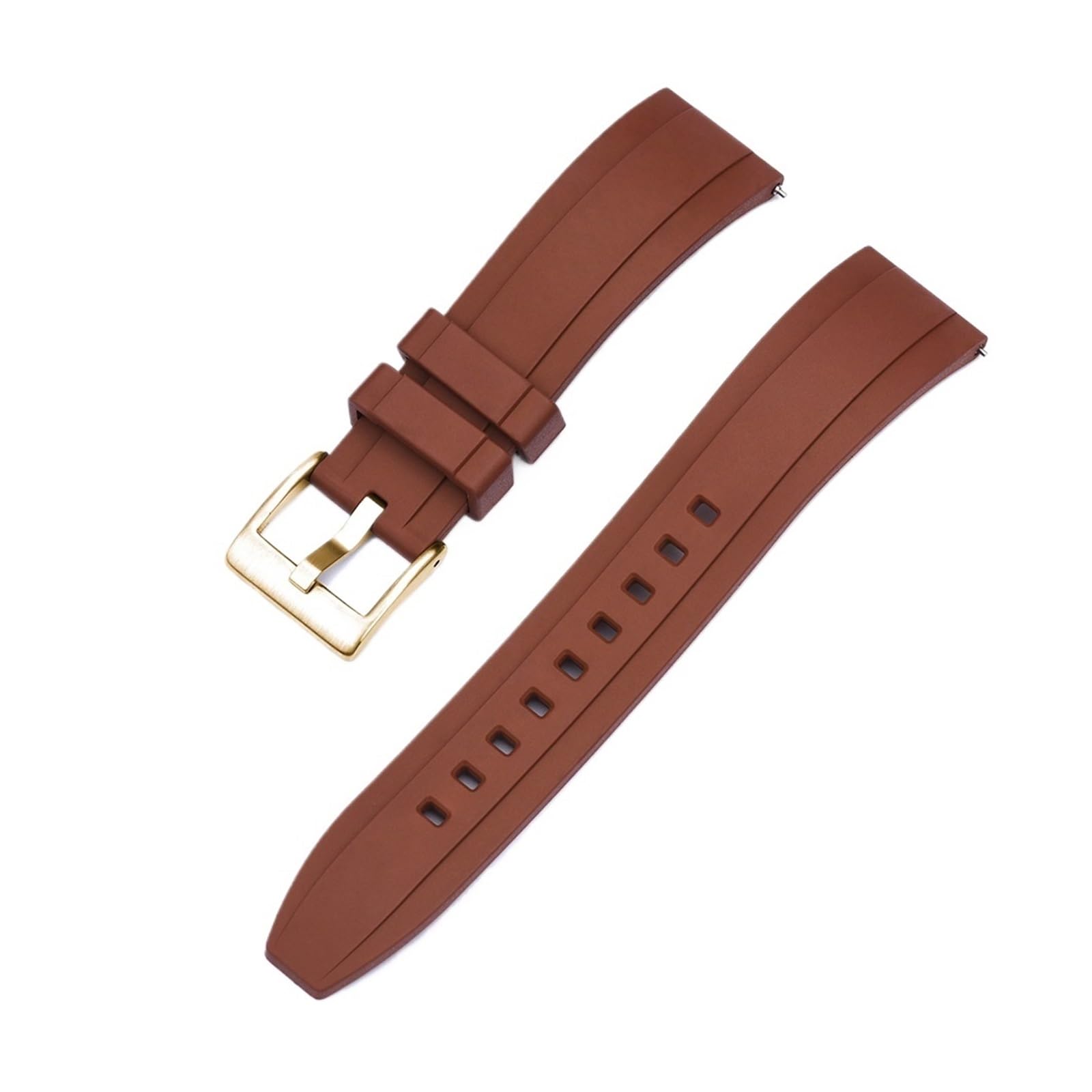 Sangles de montre en caoutchouc fluoré arqué marron souple et ultra durable