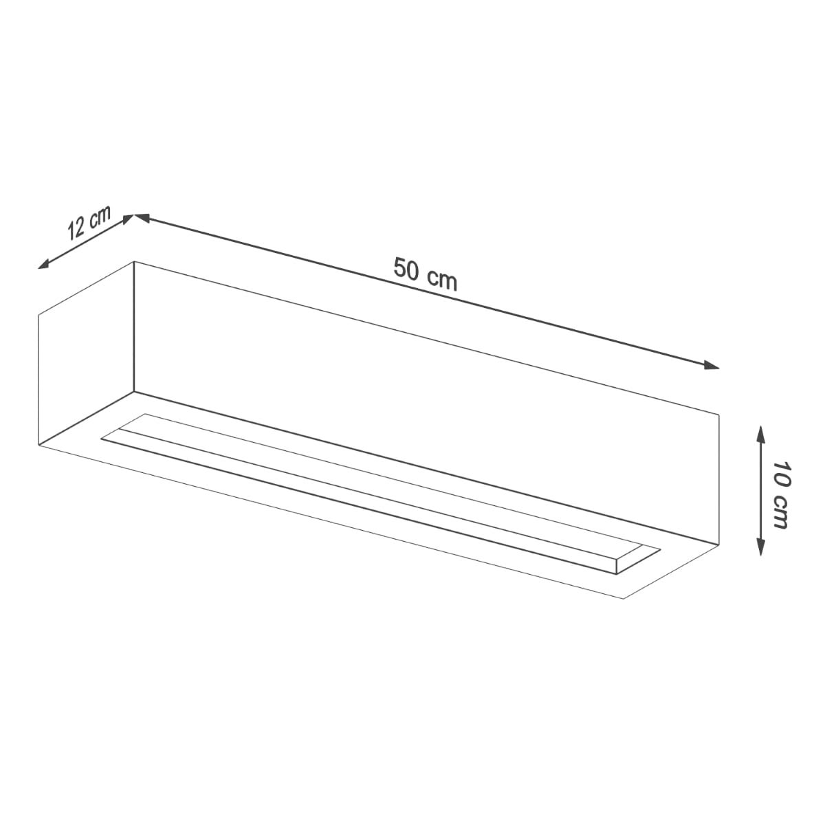SOLLUX lighting Vega Wandleuchte Innen aus Beton – Wandbeleuchtung für Wohnzimmer und Esszimmer – Lampe für Flur, Betonlampe 50 x 12 x 10 cm