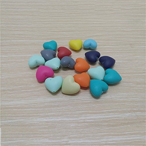 Coskiss 20Pcs Baby Silicone Perles Teether Mixed Couleurs en forme de coeur (20 * 19 * 12mm) Bijoux Collier/Bracelet Accessoires (Couleur mélangée 20Pcs) Cover