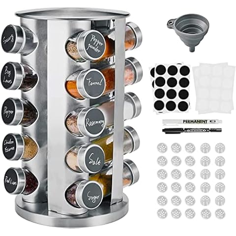 AMALO 20-Jar Rotating Spice Rack Cover