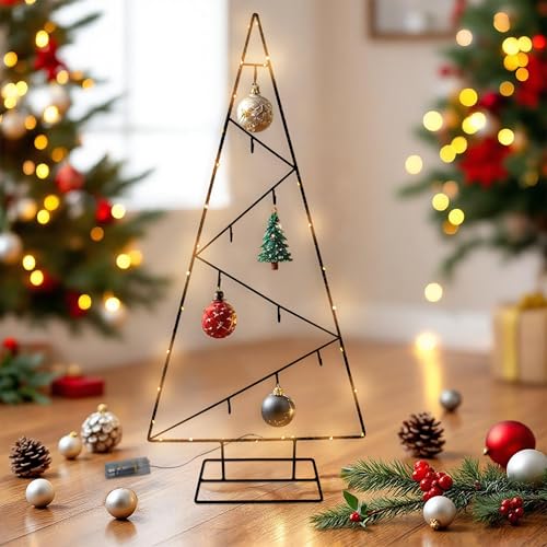 LED Metall Tannenbaum schwarz mit 9 Haken - 77 cm - Deko Ständer für...
