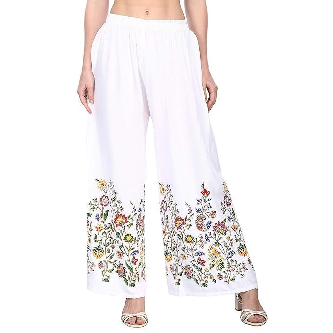 Rayon Palazzo for Girls | Bottom Print Traditional Ethnic Wear Palazoo for Women Stylish Latest | Relaxed Fit Bottom Wear Casual Palazo for Woman & Girls, Size 4XL-picture-48