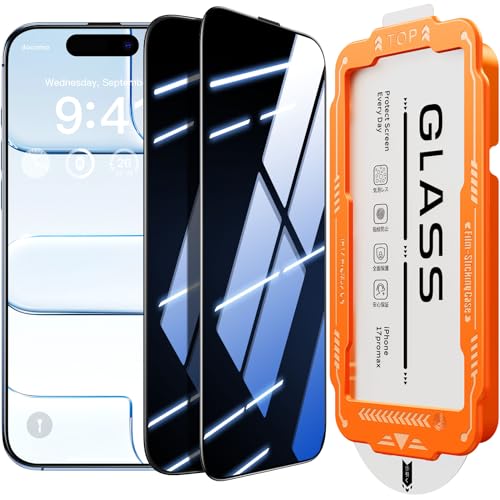 Image of Zeniss NeverBreak 9H+ Hardness for iPhone 15 Plus Privacy Screen Protector 12FT Military Grade Protection (Scratch, Shatter, Drop Resistance) Tempered Glass 6.7 inch, 2 Pack with De-Bubble Card, Black