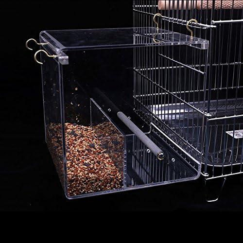 KINTOR No-Mess Bird Feeder NO Assembly with Rough-surfaced Stainless Steel Perch (M-6.3x6.3x6.3inch)