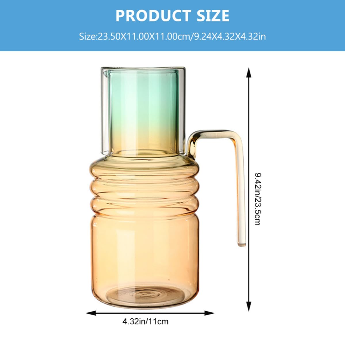 Jarra de Agua Fría de Vidrio 1400ml Tapa Multifunción