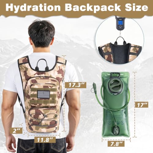 Image of Hydration Backpack, Tactical Molle Water with 3L TPU Water Bladder | Lightweight Military Hydration Daypack for Hiking, Running, Cycling, Climbing, Biking, 105 oz, Breathable Back Panel