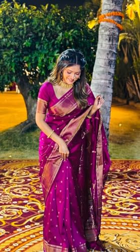 Image of C J Enterprise Women's Banarasi Saree Pure Kanjivaram Style Silk Saree With Blouse Piece for Wedding (BS09)