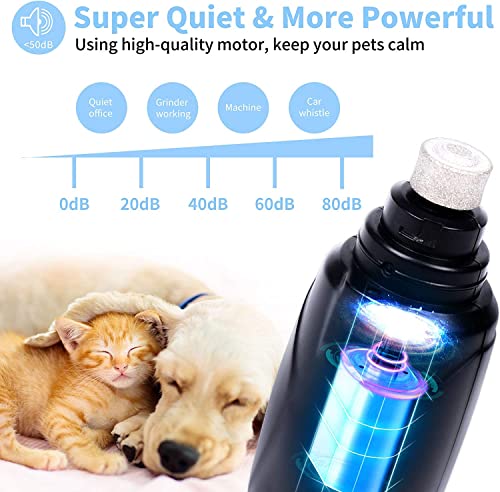 Pet-Nail-Grinder-with-LED-Light-2-Grinding-Heads-2-Speed-Low-Noise-More-Powerful-Dog-Nail-Grinder-Pet-Nail-Trimmer-File-Painless-Paw-Claw-Care-Quiet-Toenail-Grooming-Tool-for-LMS-DogsCats Pet Nail Grinder with LED Light 2 Grinding Heads 2 Speed Low Noise More Powerful Dog Nail Grinder Pet Nail Trimmer File Painless Paw Claw Care Quiet Toenail Grooming Tool for LMS DogsCats