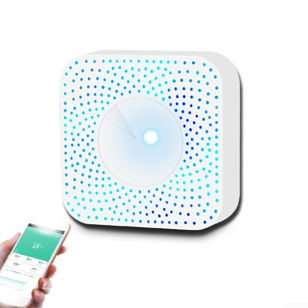 Probador de calidad del aire, para Tuya para Zigbee 6 en 1 Monitor de temperatura, humedad, PM2.5 y dióxido de carbono con control de voz compatible con Alexa y Google (para Zigbee)