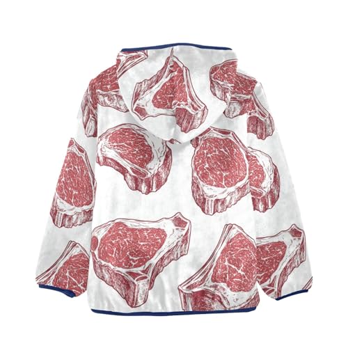 Steaks Girls Fleece Jacket Girls Fall Jacket Girls Zip Up Hoodie Girls Sherpa Jacket 2-10T2