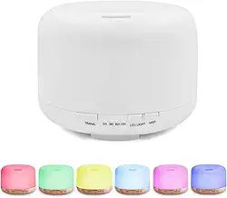Difusor de Aromas Aromatizador Elétrico 500ml Led 7 cores com Controle Remoto Umidificador e Purificador de Ar para a sua casa e o ambiente de trabalho - Difusor de desligamento automático