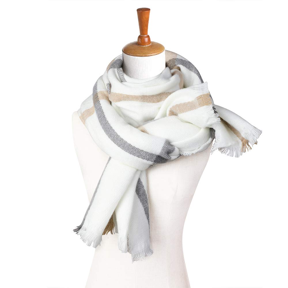 Superora Sciarpa Invernale Donna Cachemire Calda Stole Scialle Motivo a Lattice 200cm*70cm