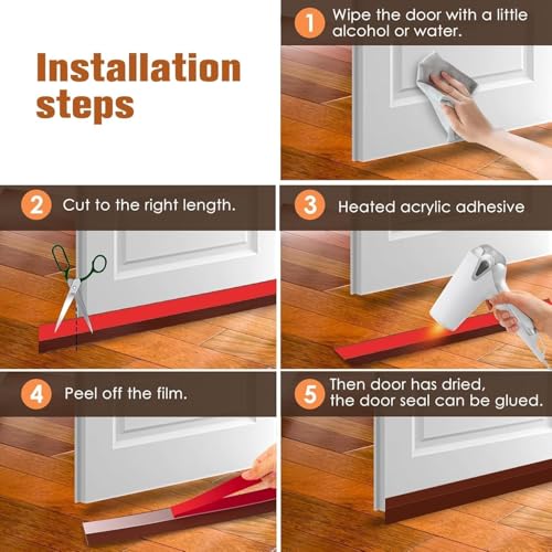 Image of SPIREX Silicon Door Bottom Sealing Strip | Self Adhesive Gap Filler Rubber | Door Bottom Sealing Strip Guard | Protector from Cockroach, Insect, Bugs, Air (White)