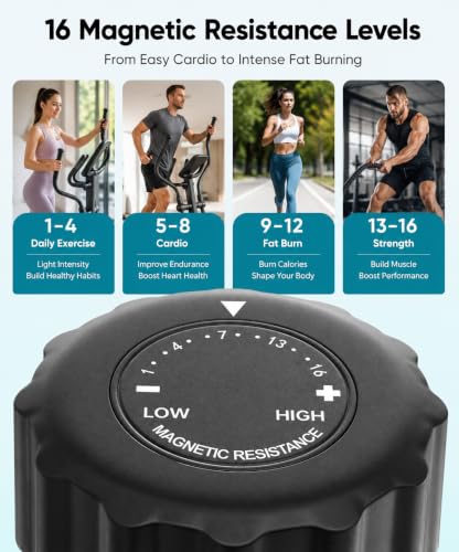 Image of Dripex Elliptical Exercise Machine, Hyper-Quiet Magnetic Elliptical Machine for Home, 15.3 inch Stride Elliptical Training Machines with 16 Levels Resistance, 17.64LBS Flywheel, Pulse Sensor