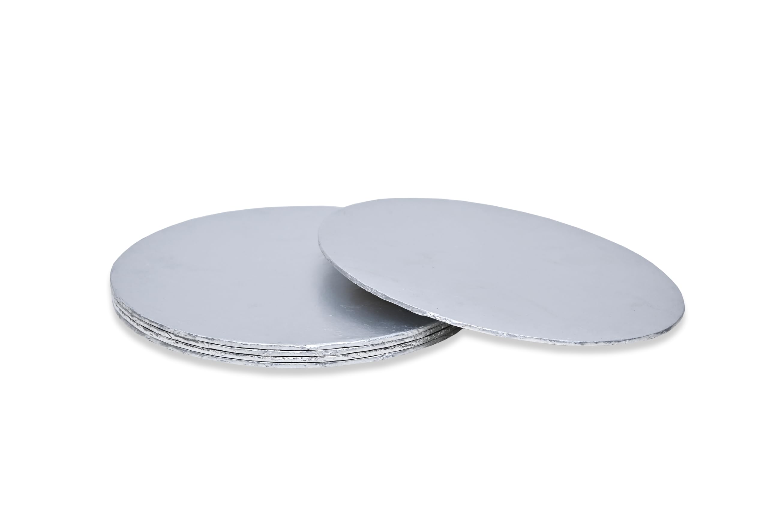 SAMZ Packaging 12" Silver Cake Board, Strong Round Cake Board, Cake Drum, 4mm Thick (Pack of 5), White, 8 inch