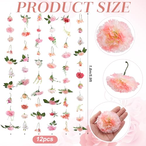 Image of Suncalla 12 Pcs 70.8 ft Wildflower Garland Pre Strung Artificial Hanging Flower Vine Backdrop Decor from Ceiling Floating Silk Floral Garland for Garden Wedding Bridal Shower(Bright,Pink)