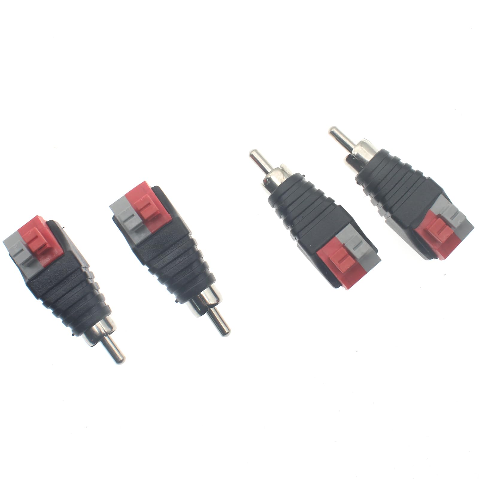 4 PCS RCA maschio adattatore di connessione a pressione cavo altoparlante a maschio RCA adattatore jack spina altoparlante portatile RCA connettore maschio per connessioni audio e video cavo