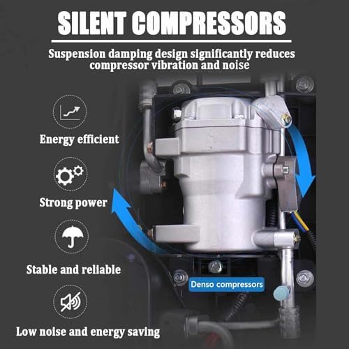 12V/24V Split Rooftop Air Conditioner for RVs, Trucks, Campers & Buses - Electric Parking AC with Remote Control - Quiet, Fast Cooling, Energy Efficient - White