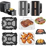 Accesorios para freidora de aire caliente, 4 unidades, apto para Ninja Double Stack XL Air Fryer freidora de aire caliente de 9,5 L, 2 x Air Fryer Grill Pan & 2 x rejillas de acero inoxidable
