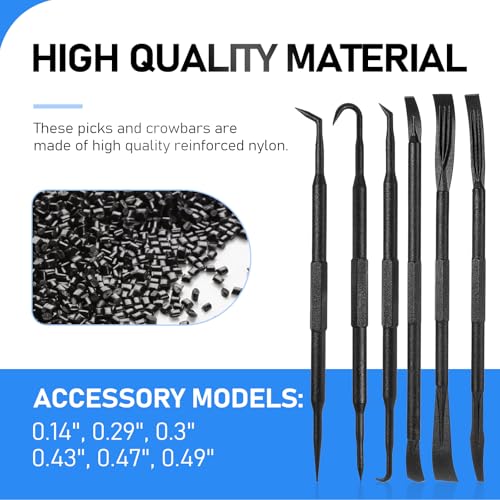 Image of KALIONE 6 PCS Non-Marring Pick and Prybar Set, Automotive Pick Set, Upholstery Protect Tool Removal and Replacing Gaskets, Audio Equipment, Oil Seals, Small Part