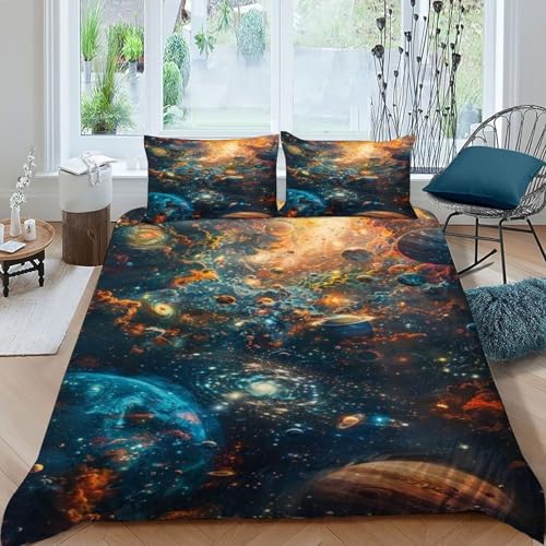 Ensemble literie microfibre nébuleuse planétaires starry sky theme pour grand lit