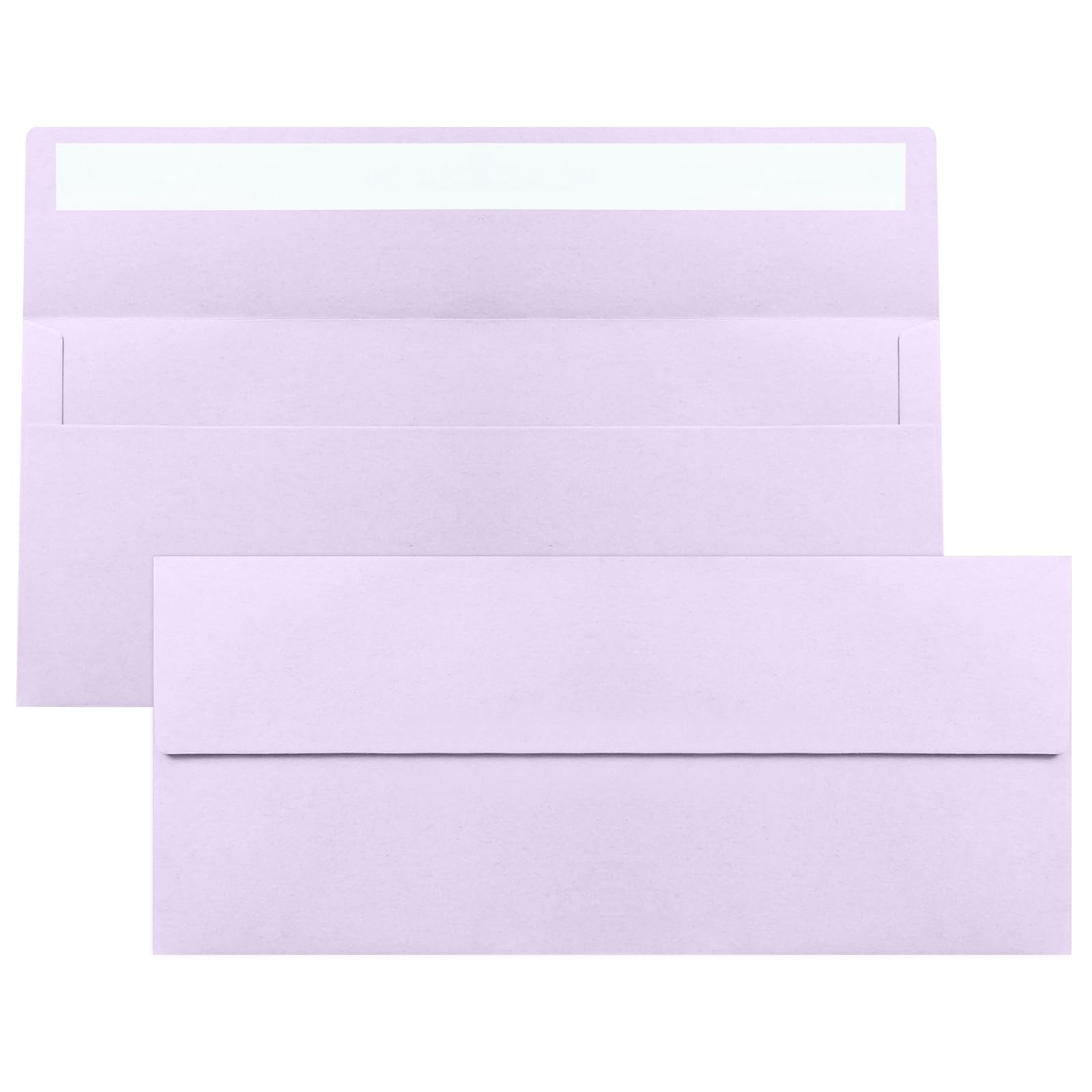 50 Pack Light Purple #10 Business Envelopes, Standard Envelopes Self Seal, 4 1/8 x 9 1/2 Inch Letter Size Business Mailing Envelopes for Checks