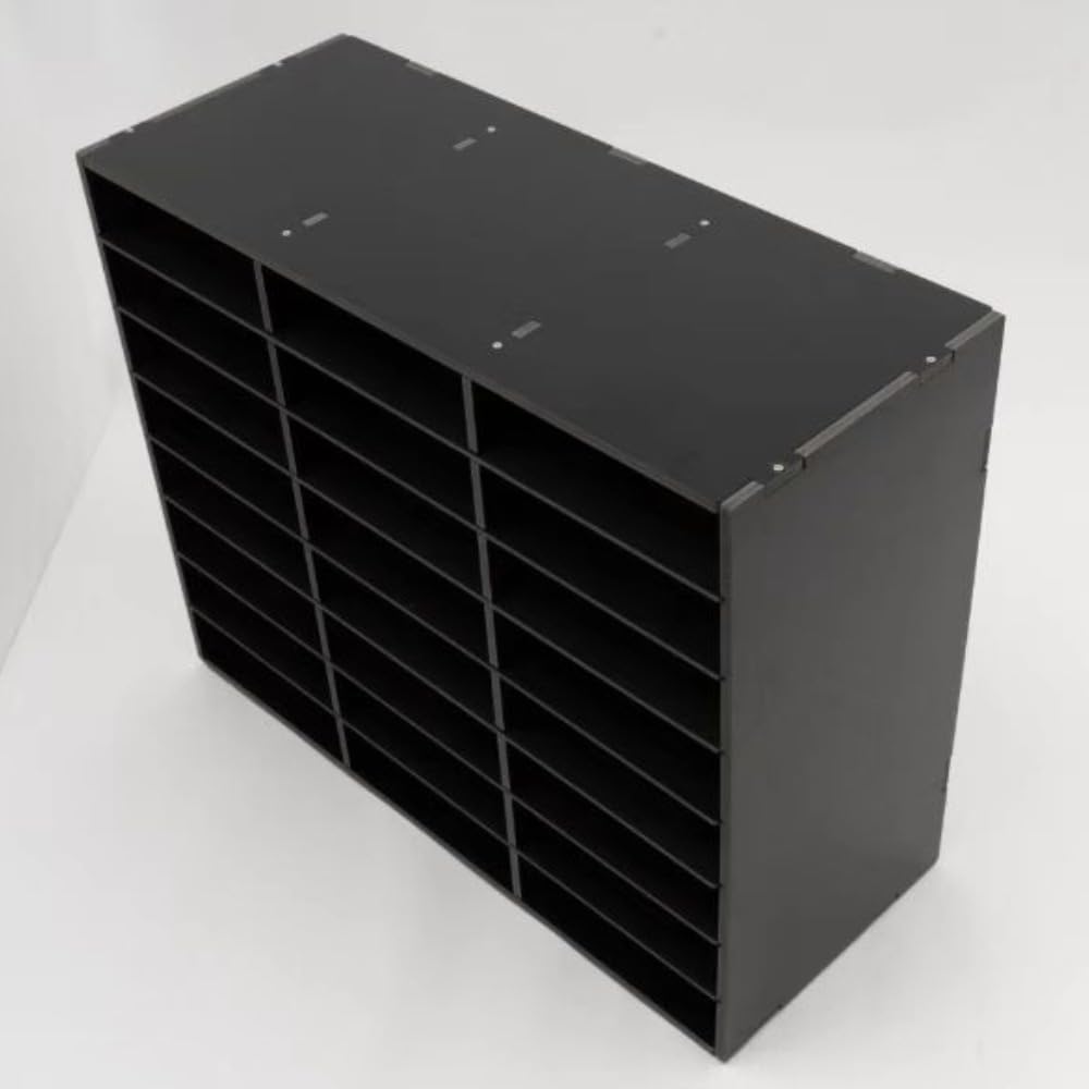 Literature Organizers, Compartments Office Mail Sorter Organizer, Literature Sorter for Office, Home, Classroom (27 Slots, Black)