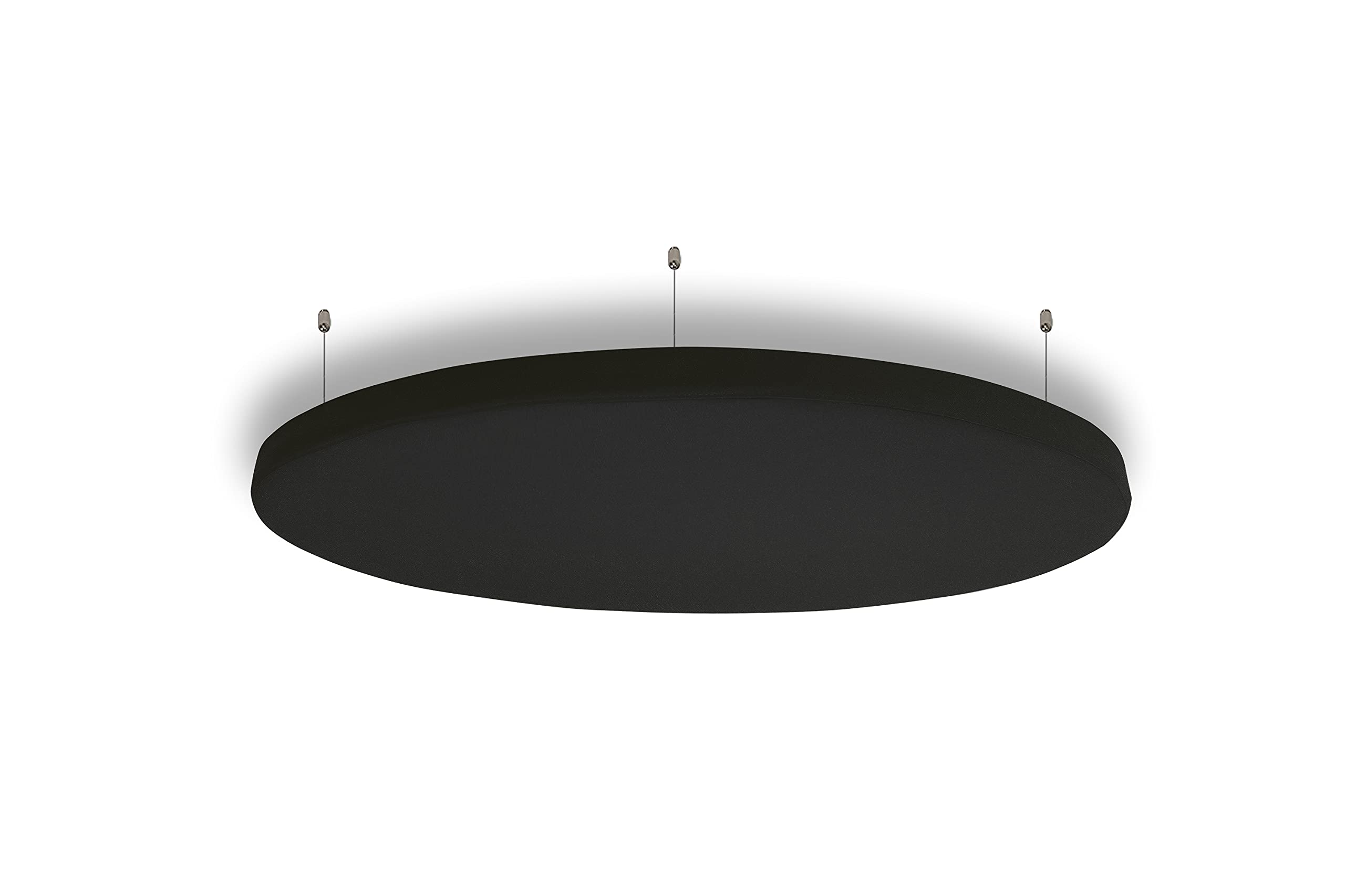 R ROSTAGNO Pannelli fonoassorbenti circolari diametro 90 cm. spessore 5 cm ignifughi, rifinito in TESSUTO - Posizionamento a sospensione a soffitto con eleganti cavetti di acciaio (NERO)