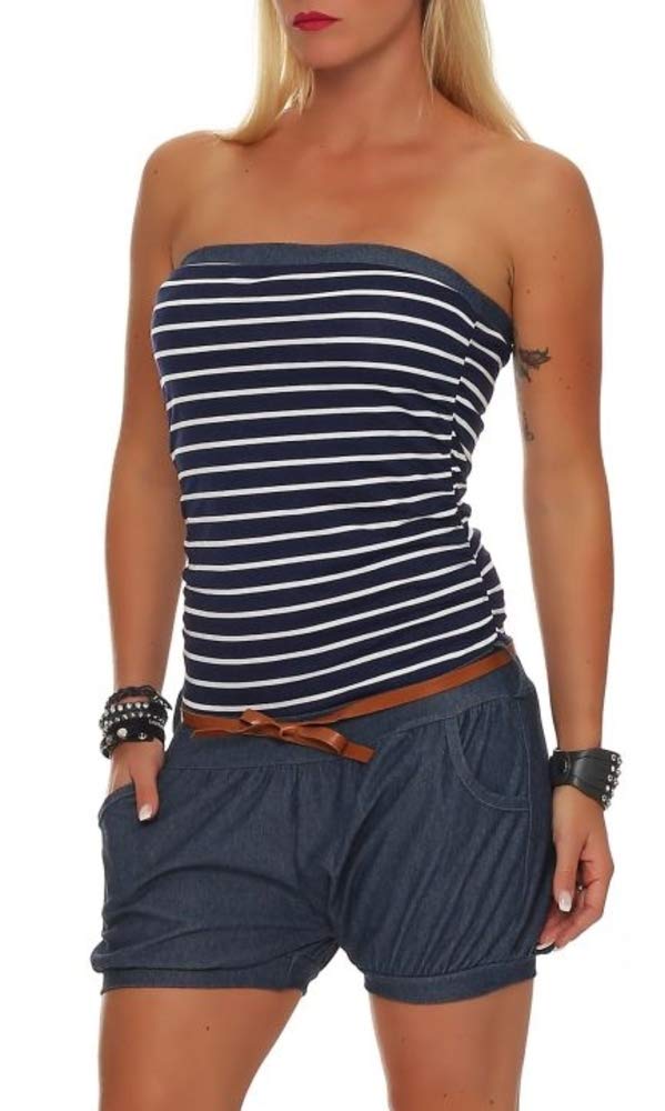 Malito Court Jumpsuit dans Le Marine Design Romper Body Catsuit Party Salopette 9646 Femme Taille Unique