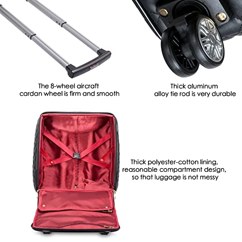 VNSIXSIX-Leather-Softside-Underseat-Carry-on-Suitcases-Travel-Luggage-with-4Spinner-WheelsFor-self-use-and-giving-awayBLACK-BLACK-Carry-On-16-Inch-Carry-on-Luggage