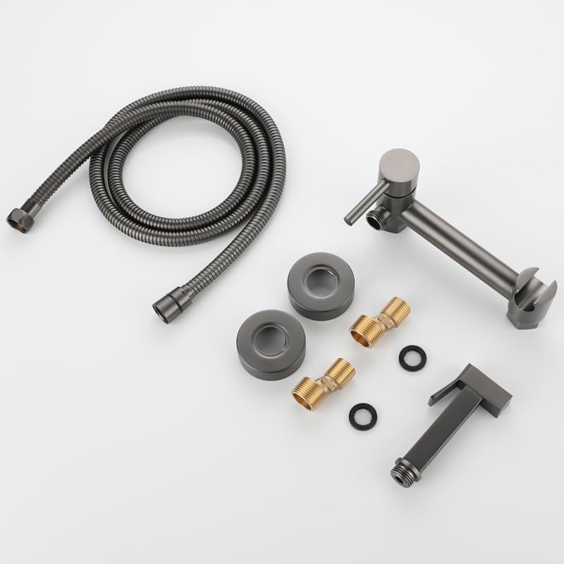 Pulverizador De Didé Para Inodoro Bidet Para Inodoro Con Agua Caliente Bidet Para Inodoro Mango Único gris Pistola tubería De Acero Inoxidable