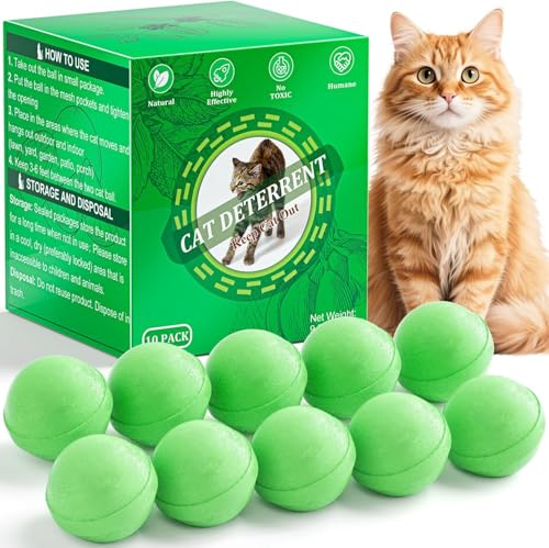 Ponal Cat Deterrent Outdoor, Natural Peppermint Oil Cat Repellent Outdoor Indoor, Mulch & Flower Permanently Against Scratch and Chew, Keep Cats Off Lawn, Yard, Garden, Keep Cats Away, 10 Pack
