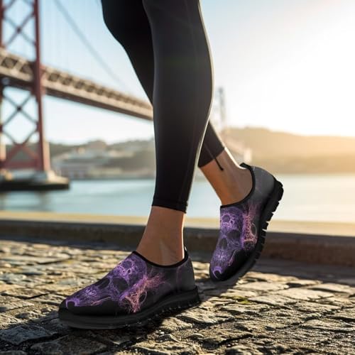 Howilath Skull Print Slip on Shoes for Men Casual House Shoes Running Sneakers Hands Free Shoes with Anti-Slip Sole3