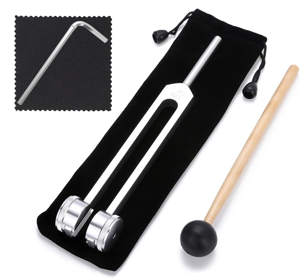 136.1 hz Weighted Tuning Fork for Healing Tone Therapy Silver