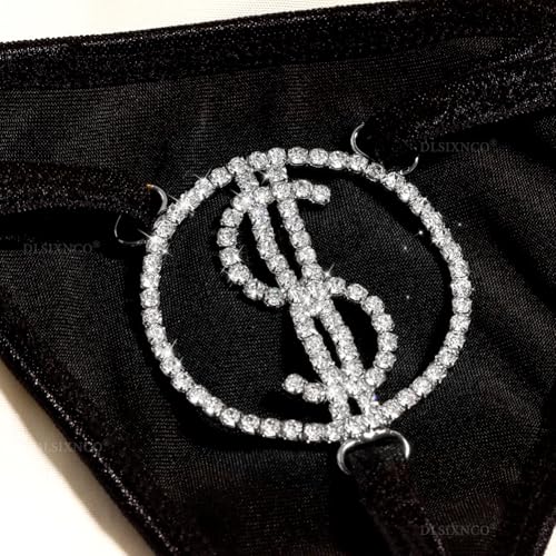 Image of Chain Thong Underwear for Women, Adjustable Rhinestone Panties