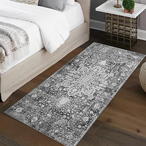 Beeiva Medallion Hallway Runner Rug, 2X4 Grey Kitchen Runner Rugs Non Skid Washable, Vintage Distressed Small Bathroom Laundry Room Rug Machine Washable Rug For Entryway Bedroom Kitchen #TOP5