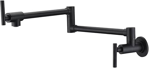 SUMERAIN S6111OI Grifos de llenado de ollas de bronce para montaje en pared, columpio de doble articulación y palancas de apagado dual