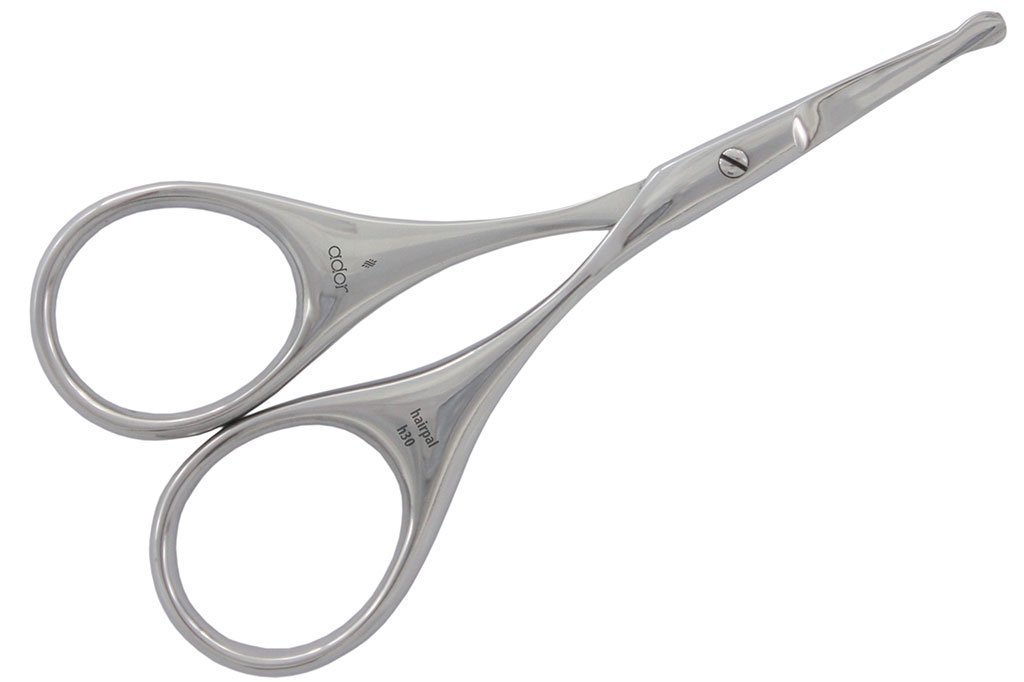 Suvorna Ador Eyebrow Trimming Scissors - Small Scissors for Beard, Mustache, Facial, Eyelash, Nose & Ear Hair - Curved Shears for Men & Women, Grooming Shears for Barber and Professional