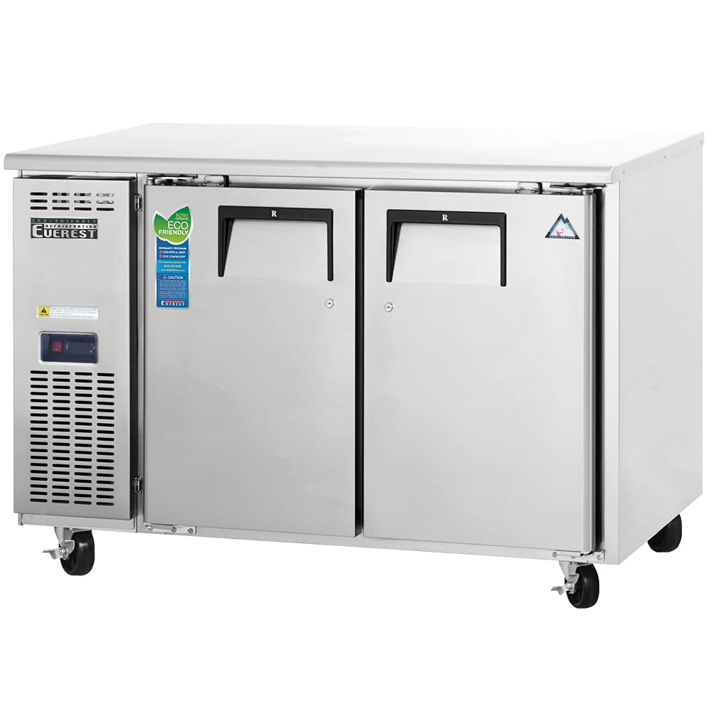 24' Deep Side Mount Undercounter Worktop Refrigerator by Everest Refrigeration – 24", 9.0 cubic_feet, Stainless Steel, Model ETR2-24