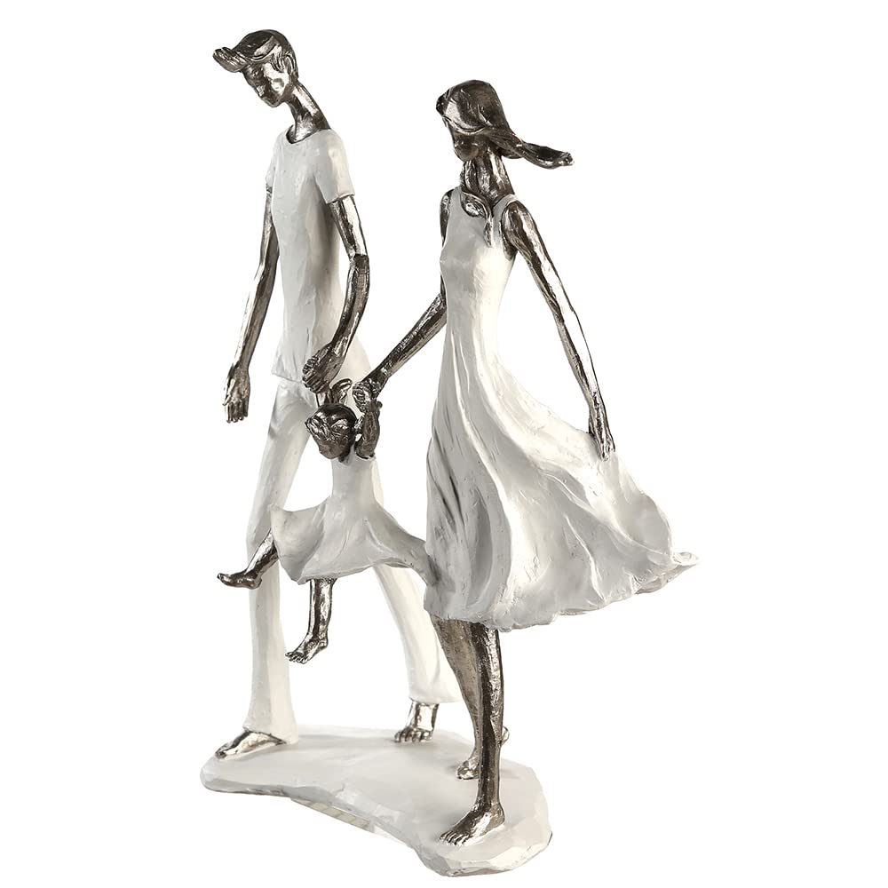 Casablanca Skulptur Family, Deko Figur Weiß, Kunstharz Statue Wohnzimmer, Büro Dekoration H. 12 cm x B. 31 cm - Moderne Familien Skulpturen, Zusammenhalt Familie