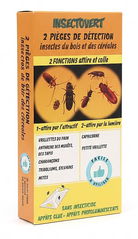 NUISIPRO Piège de Détection Insectes du Bois et des Céréales – Double Attractif Alimentaire &...
