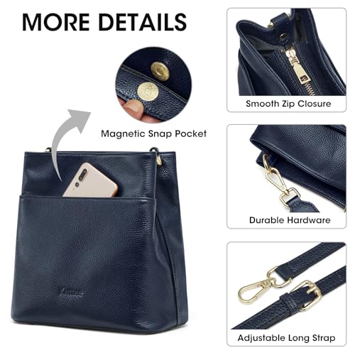 Image of Kattee Leather Handbags for Women 2026, Soft Shoulder Tote Crossbody Purses Bucket Bags with 2 Detachable Straps