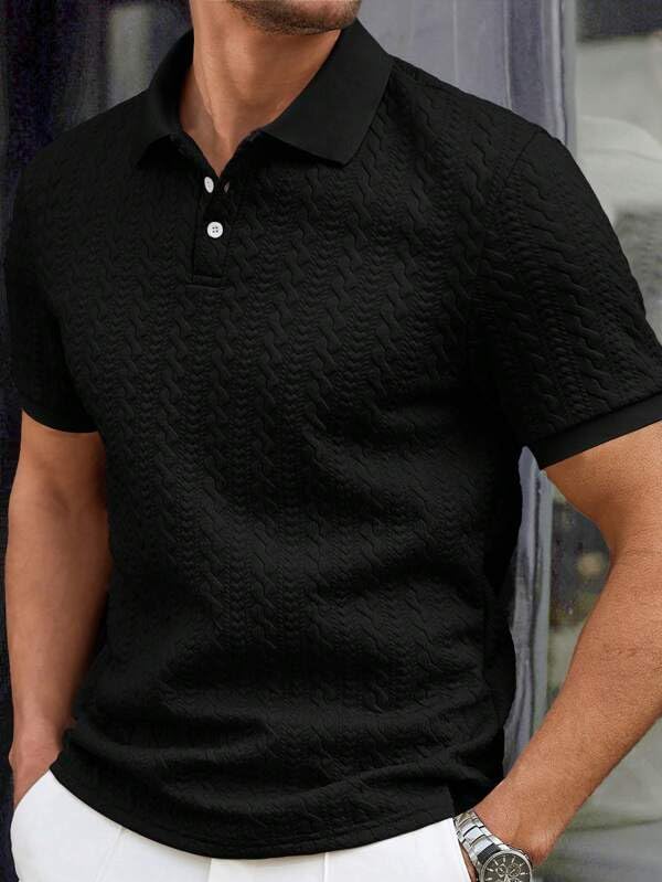 Image of Trillion Jacquard Men's Polo T Shirt for Men | Textured Tshirts for Man (Polyester Blend | Regular Fit)