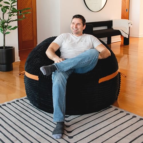 Image of Big Joe Fuf 5Ft Foam Bean Bag Chair for Adults and Teens, Ideal for Bedroom and Living Room, Corded Plush, 5 feet Big